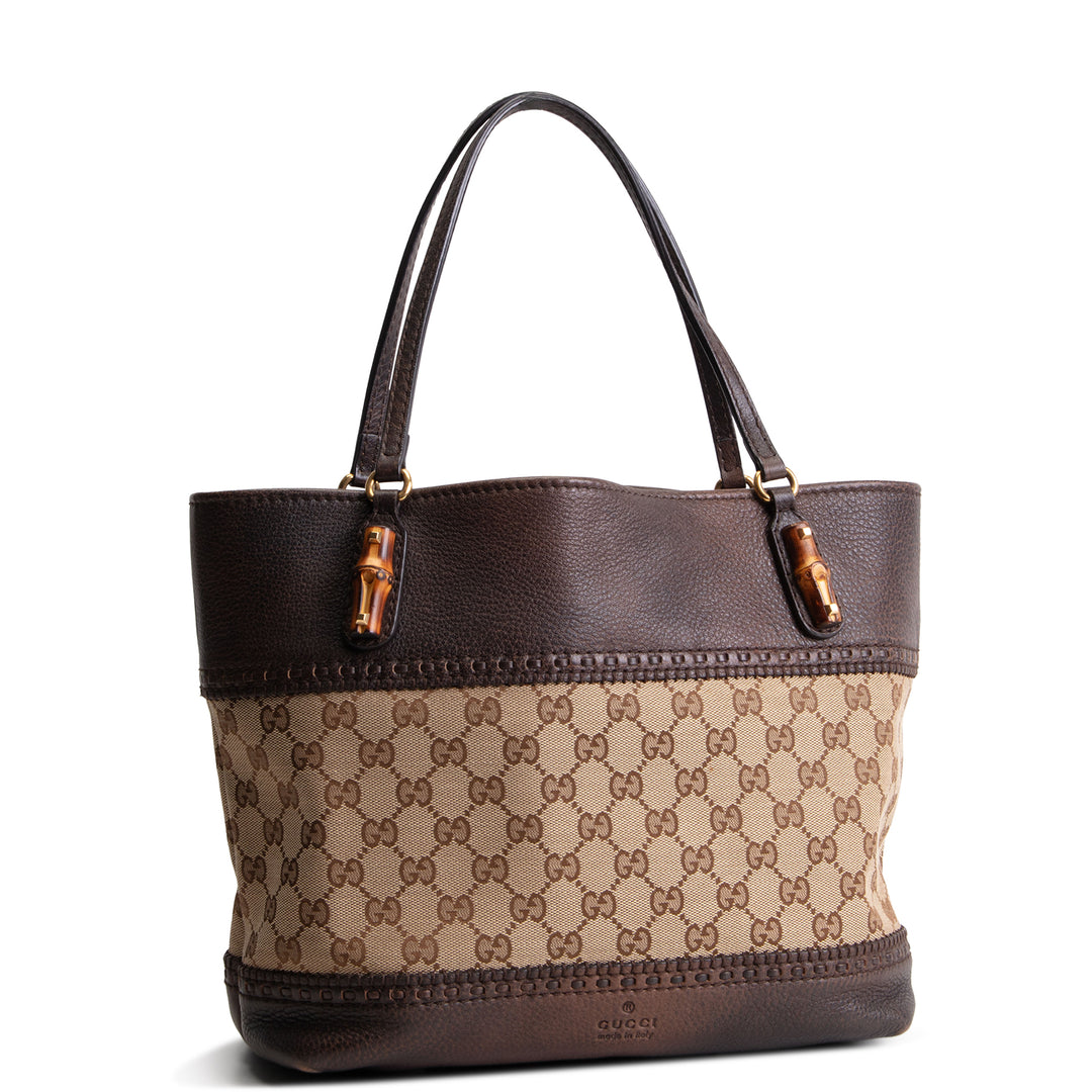 GUCCI Canvas Crafty Laid Back Tote - Tan/Brown OUTLET FINAL SALE