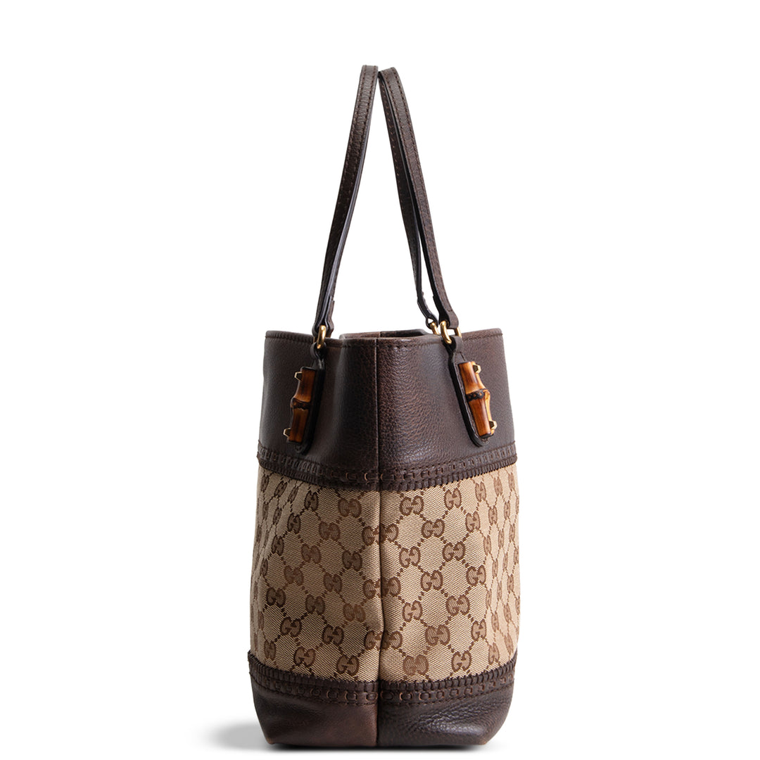 GUCCI Canvas Crafty Laid Back Tote - Tan/Brown OUTLET FINAL SALE