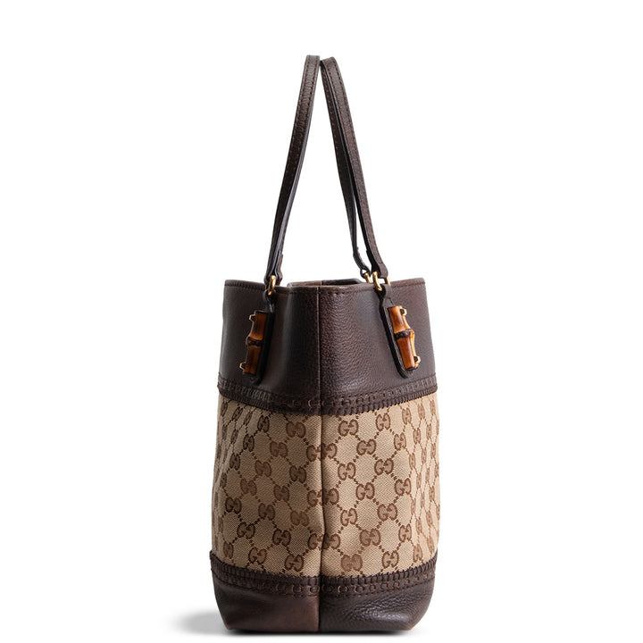 GUCCI Canvas Crafty Laid Back Tote - Tan/Brown OUTLET FINAL SALE