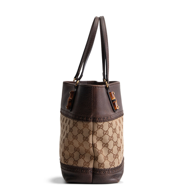 GUCCI Canvas Crafty Laid Back Tote - Tan/Brown OUTLET FINAL SALE