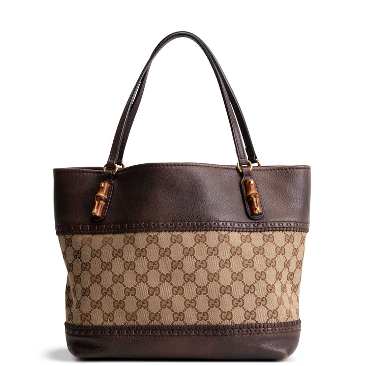 GUCCI Canvas Crafty Laid Back Tote - Tan/Brown OUTLET FINAL SALE