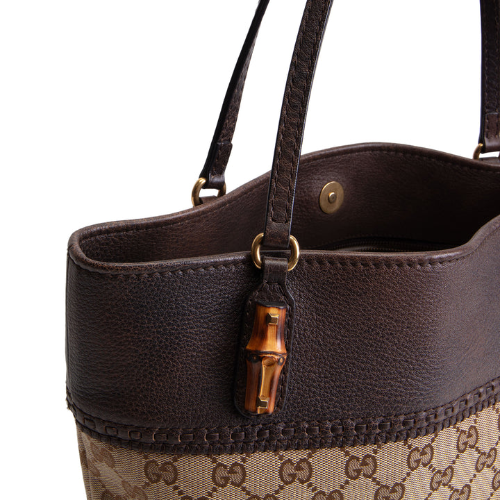 GUCCI Canvas Crafty Laid Back Tote - Tan/Brown OUTLET FINAL SALE