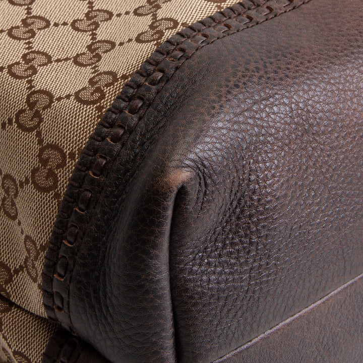 GUCCI Canvas Crafty Laid Back Tote - Tan/Brown OUTLET FINAL SALE