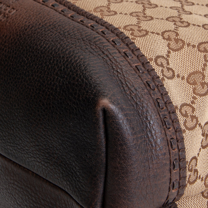 GUCCI Canvas Crafty Laid Back Tote - Tan/Brown OUTLET FINAL SALE