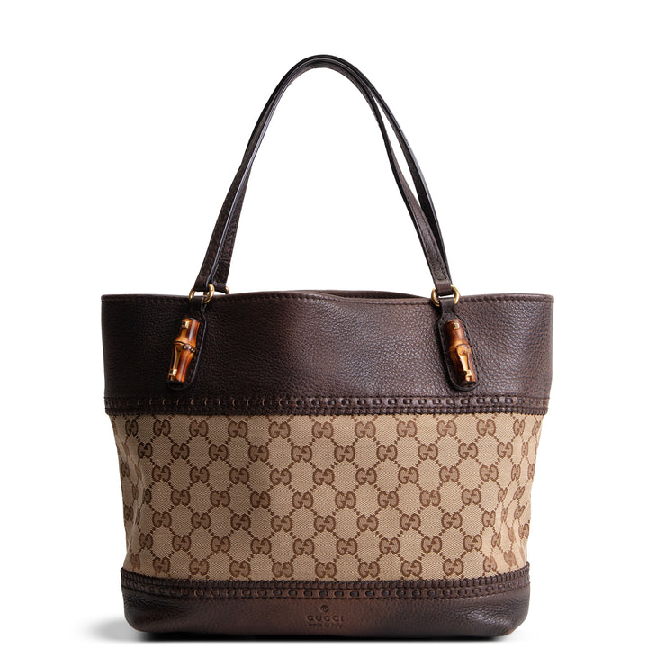 GUCCI Canvas Crafty Laid Back Tote - Tan/Brown OUTLET FINAL SALE