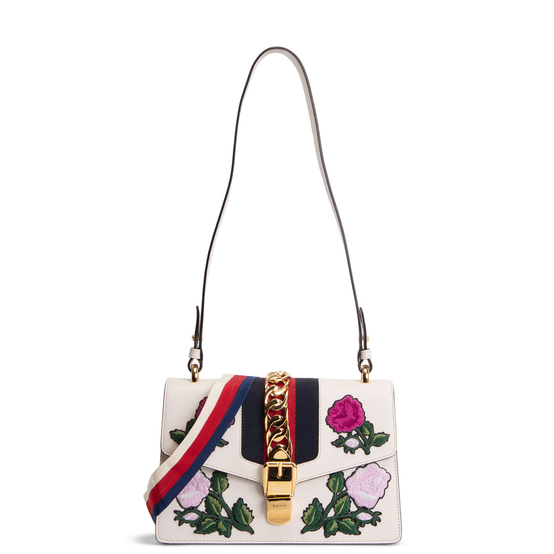GUCCI Small Embroidered Sylvie - White