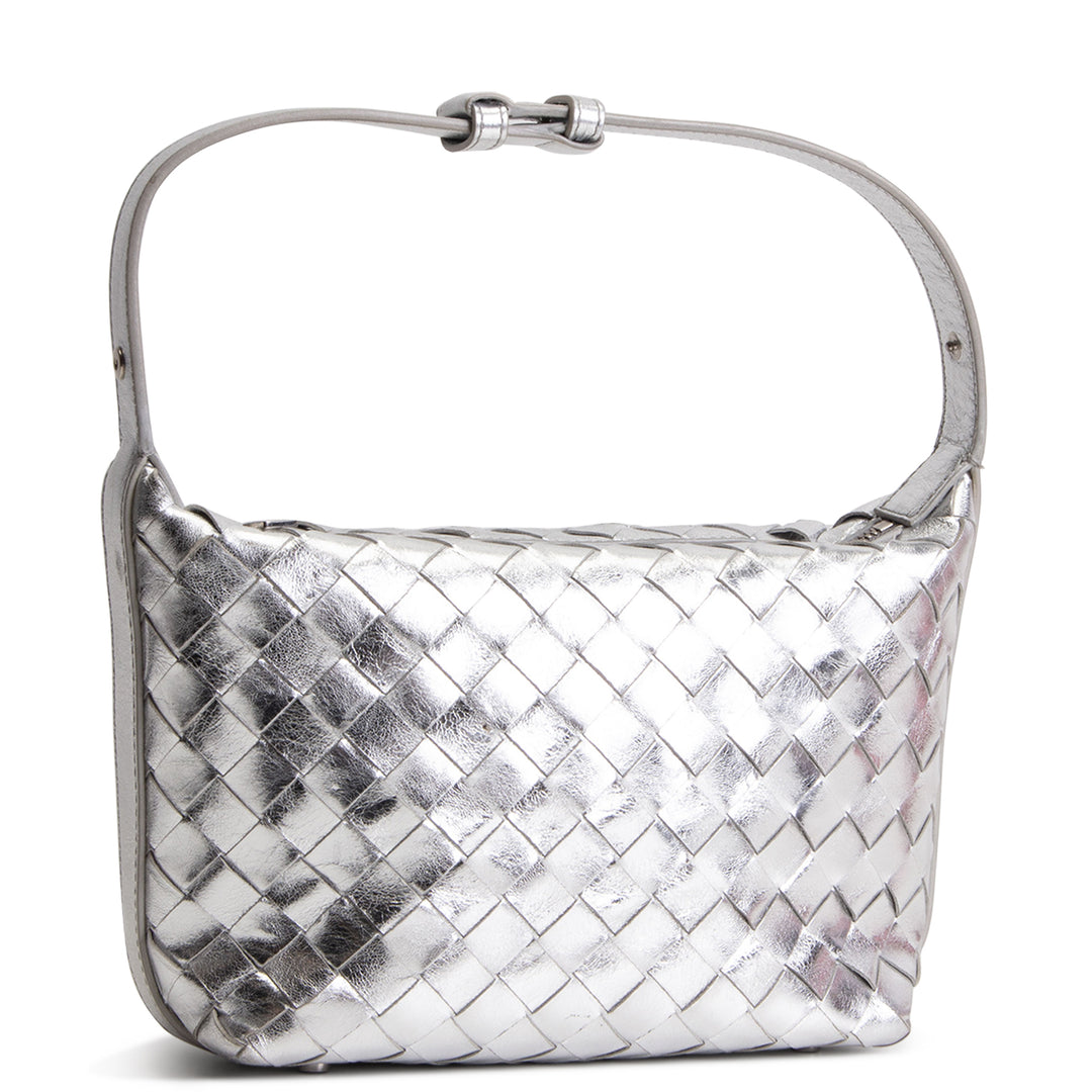 BOTTEGA VENETA Intrecciato Wallace Shoulder Bag - Metallic Silver