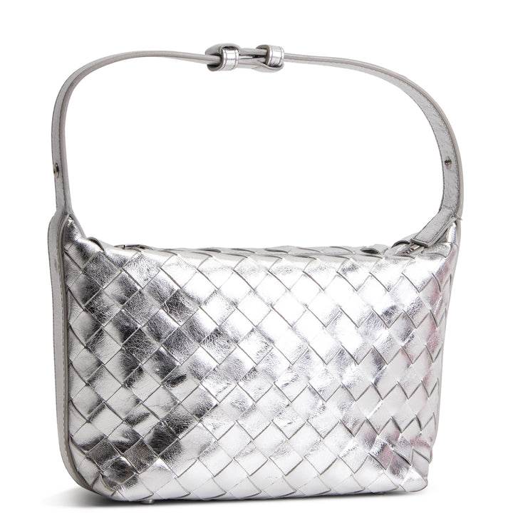 BOTTEGA VENETA Intrecciato Wallace Shoulder Bag - Metallic Silver