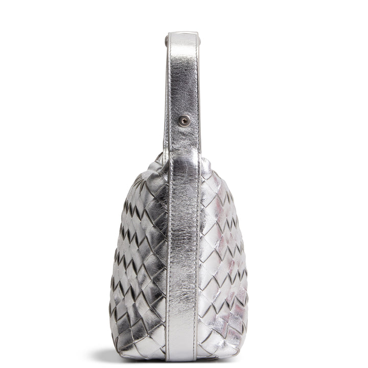 BOTTEGA VENETA Intrecciato Wallace Shoulder Bag - Metallic Silver