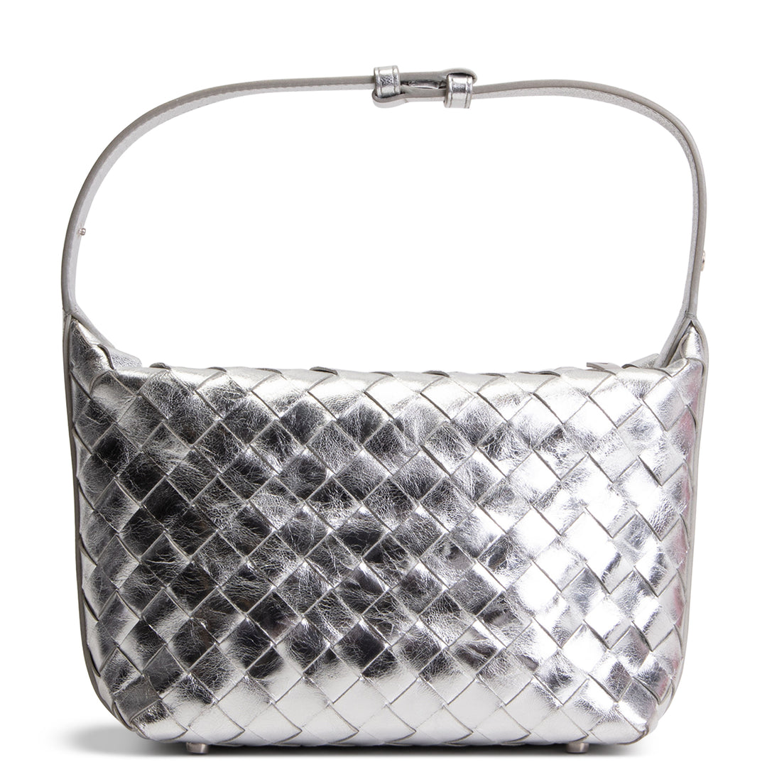 BOTTEGA VENETA Intrecciato Wallace Shoulder Bag - Metallic Silver