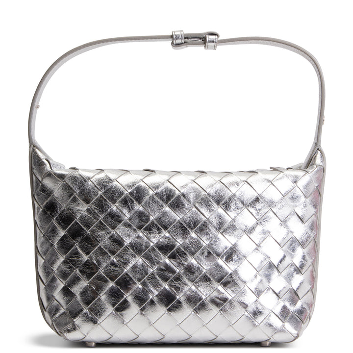 BOTTEGA VENETA Intrecciato Wallace Shoulder Bag - Metallic Silver