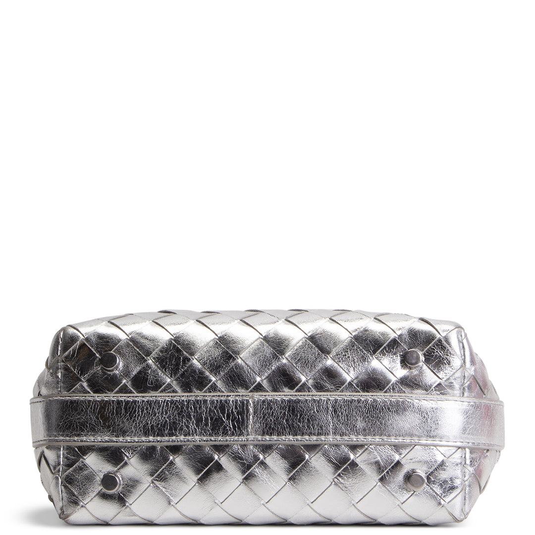 BOTTEGA VENETA Intrecciato Wallace Shoulder Bag - Metallic Silver