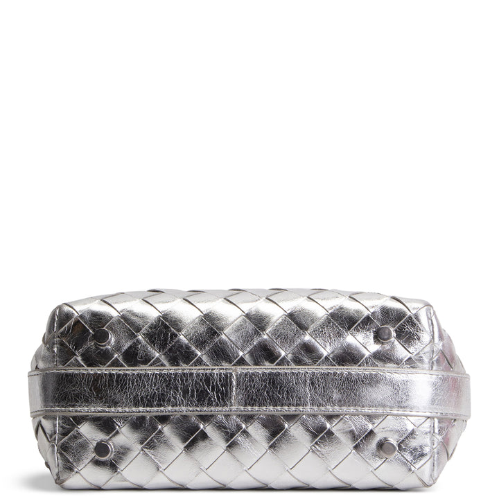 BOTTEGA VENETA Intrecciato Wallace Shoulder Bag - Metallic Silver