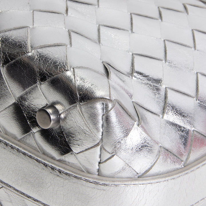 BOTTEGA VENETA Intrecciato Wallace Shoulder Bag - Metallic Silver