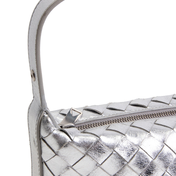 BOTTEGA VENETA Intrecciato Wallace Shoulder Bag - Metallic Silver