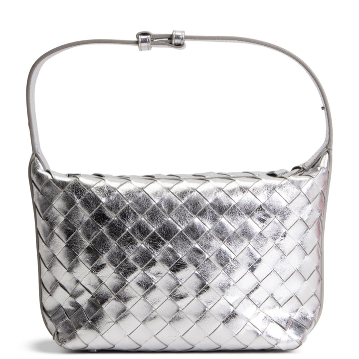 BOTTEGA VENETA Intrecciato Wallace Shoulder Bag - Metallic Silver