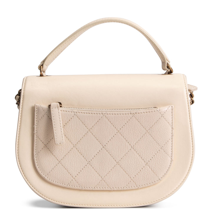 CHANEL Leather Coco Curve Flap Bag - Ivory