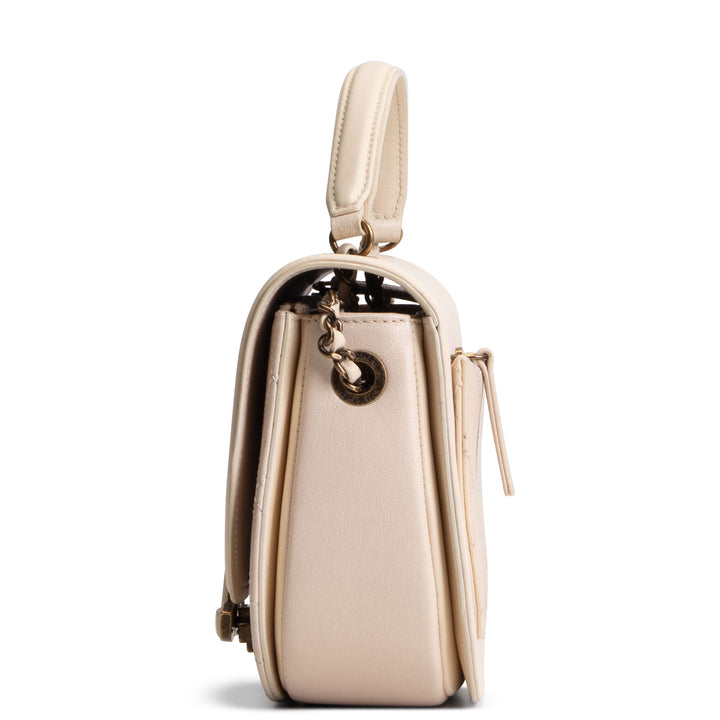 CHANEL Leather Coco Curve Flap Bag - Ivory