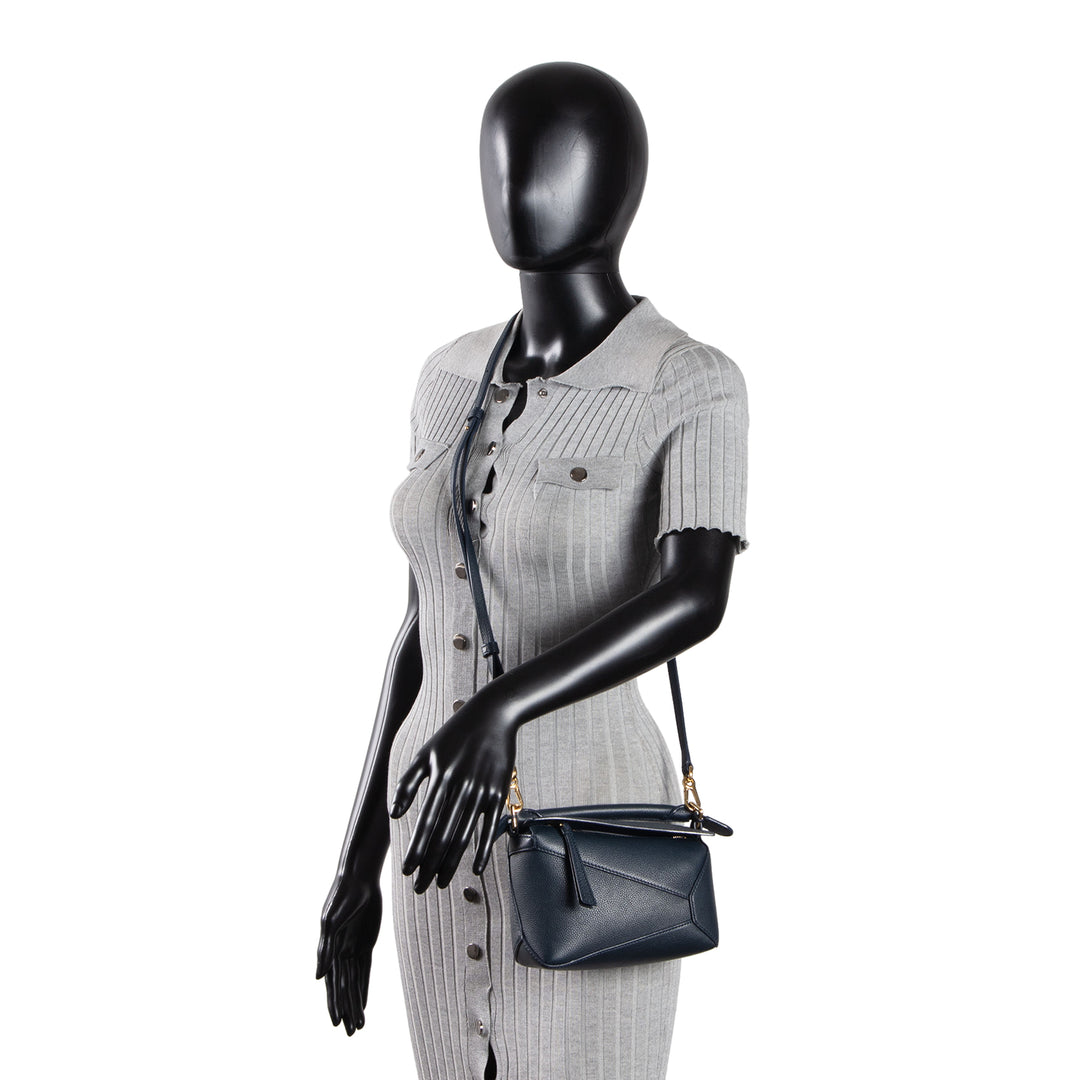LOEWE Mini Puzzle w/ Leather Strap - Navy