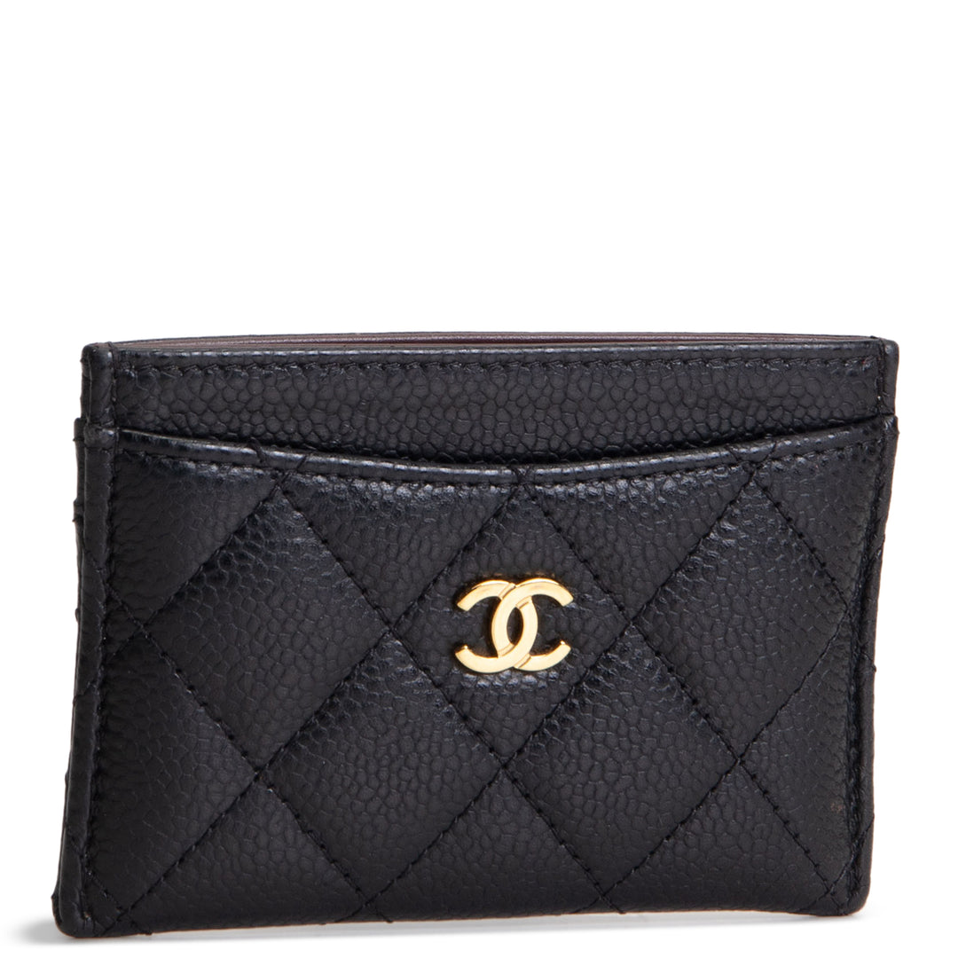 CHANEL Classic CC Cardholder Quilted Caviar- Black
