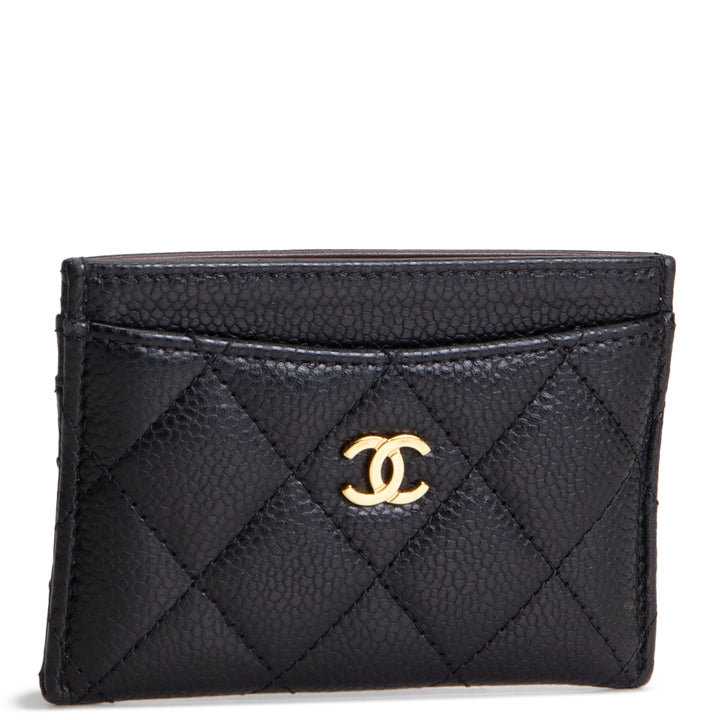 CHANEL Classic CC Cardholder Quilted Caviar- Black