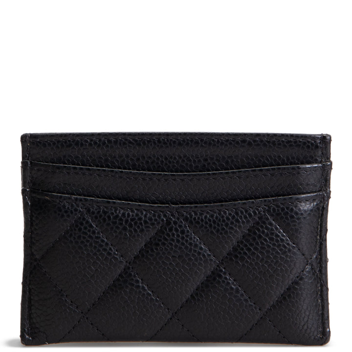CHANEL Classic CC Cardholder Quilted Caviar- Black