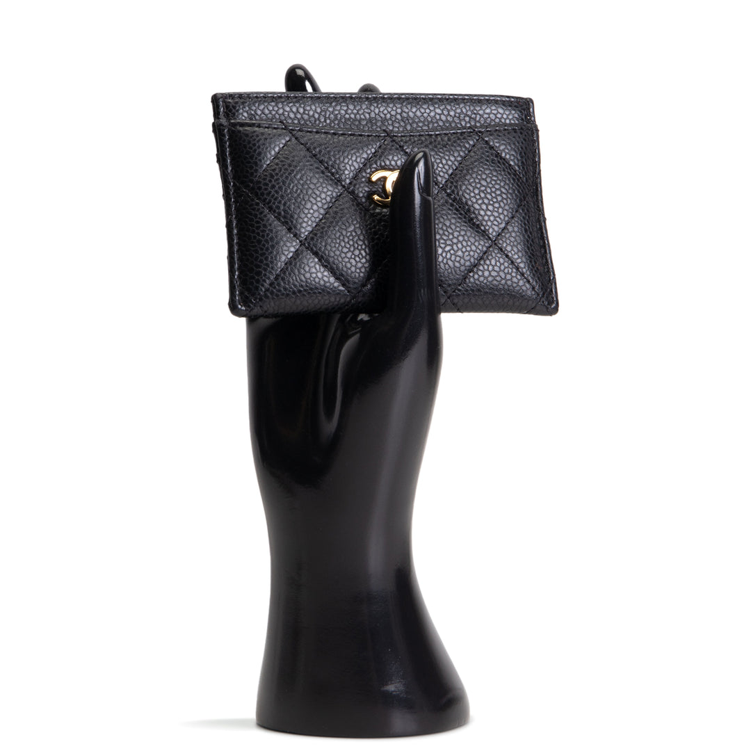 CHANEL Classic CC Cardholder Quilted Caviar- Black