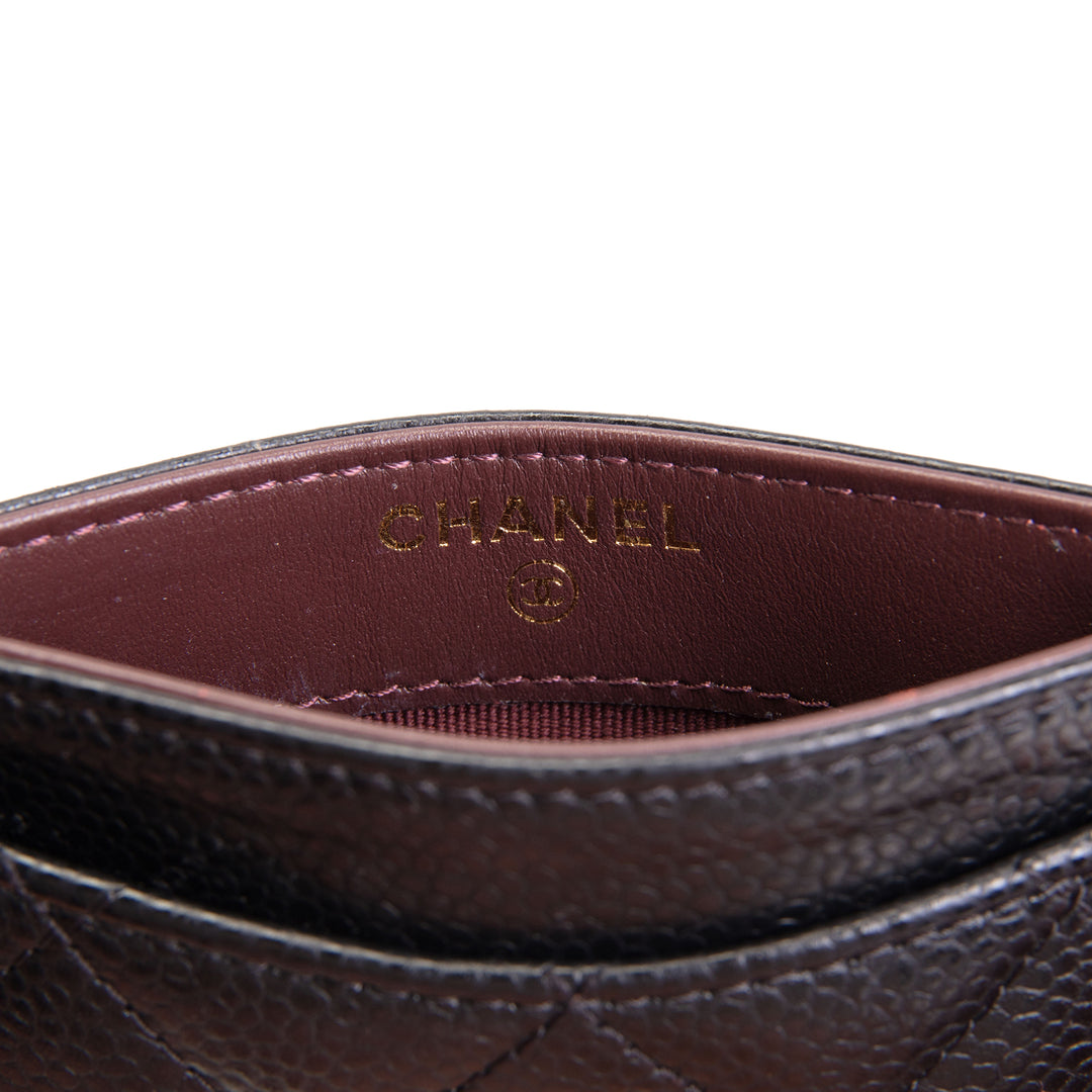 CHANEL Classic CC Cardholder Quilted Caviar- Black