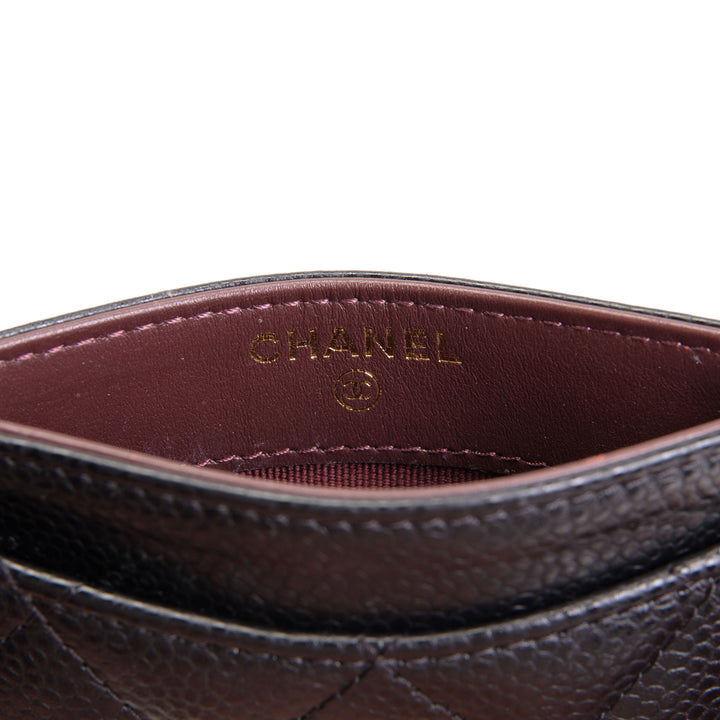 CHANEL Classic CC Cardholder Quilted Caviar- Black