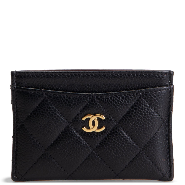 CHANEL Classic CC Cardholder Quilted Caviar- Black