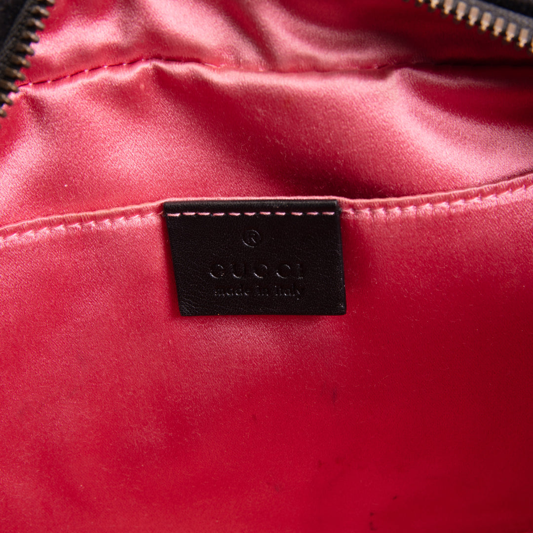 GUCCI Velvet GG Marmont Camera Bag w/ Embroidered Deer - Black