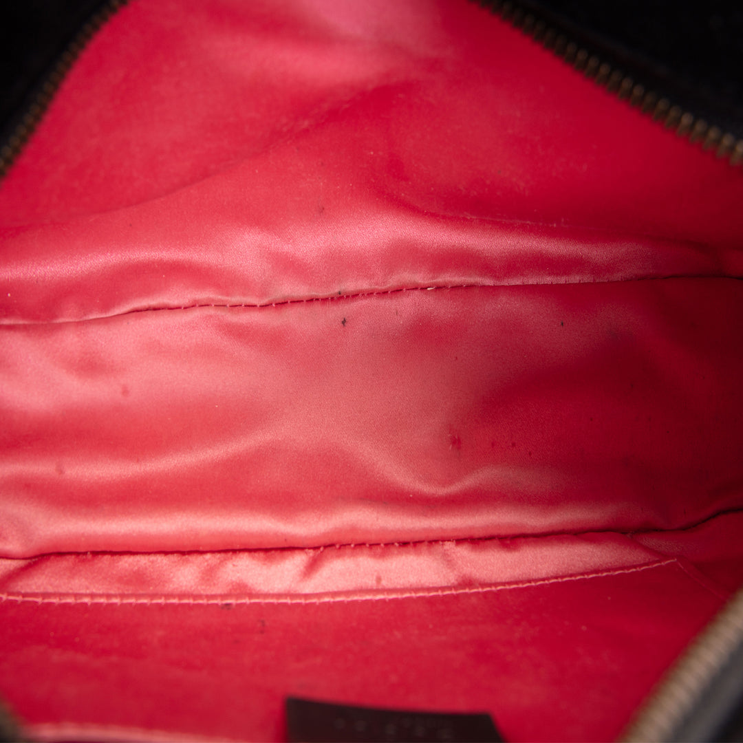 GUCCI Velvet GG Marmont Camera Bag w/ Embroidered Deer - Black
