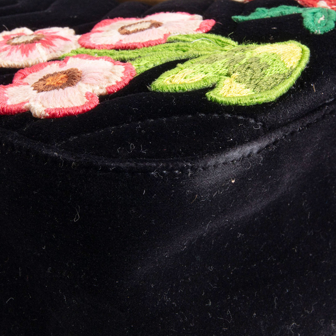 GUCCI Velvet GG Marmont Camera Bag w/ Embroidered Deer - Black
