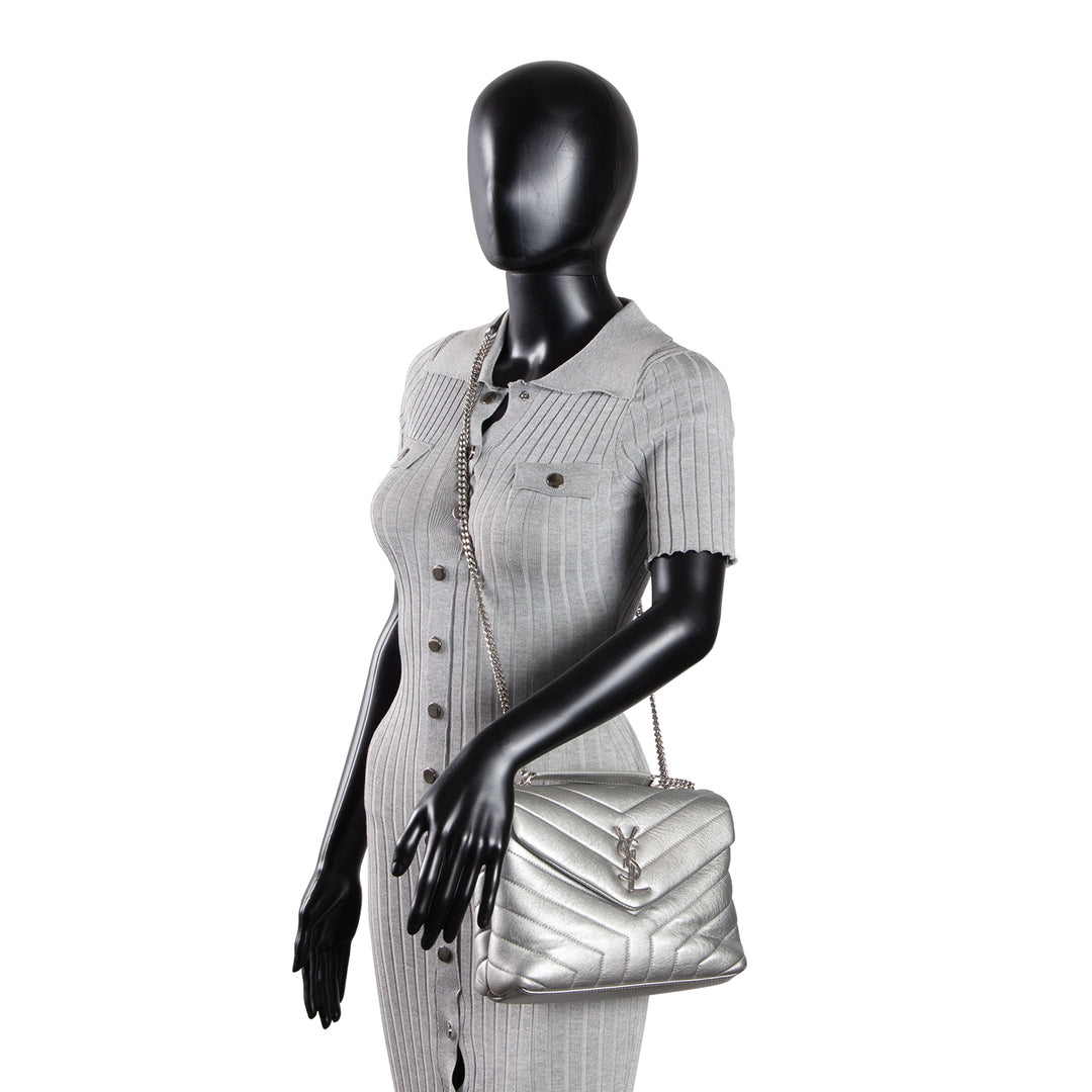 SAINT LAURENT Small Loulou - Silver OUTLET FINAL SALE