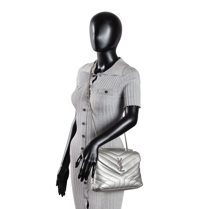 SAINT LAURENT Small Loulou - Silver OUTLET FINAL SALE