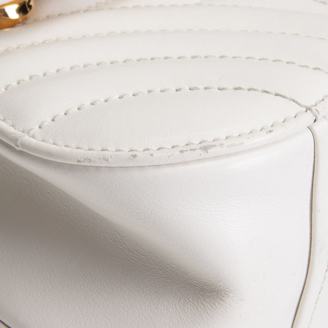 PRADA Curve Flap Diagramme Quilted Leather Bag - White
