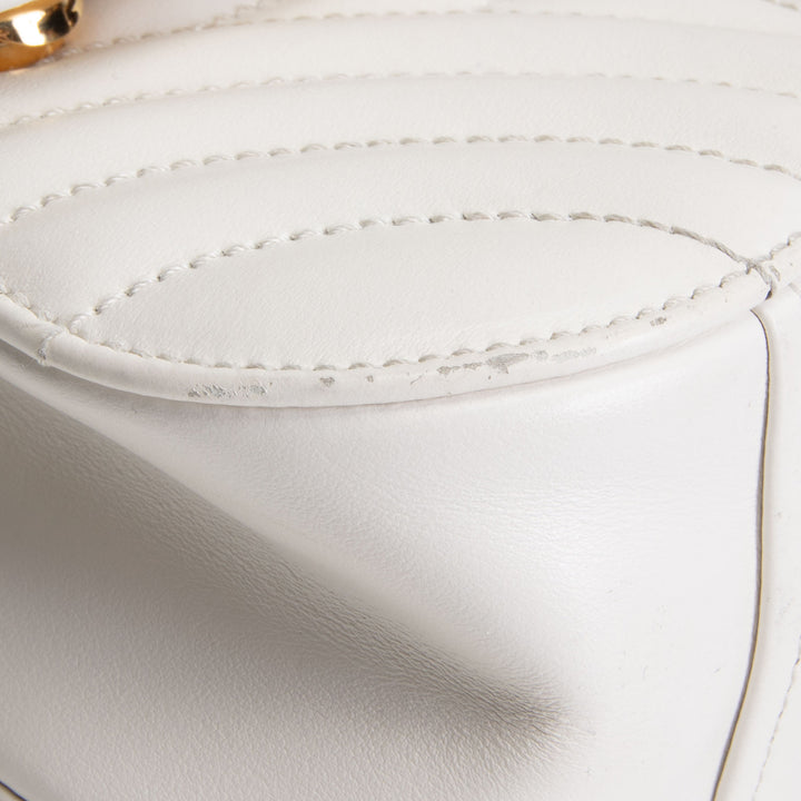 PRADA Curve Flap Diagramme Quilted Leather Bag - White