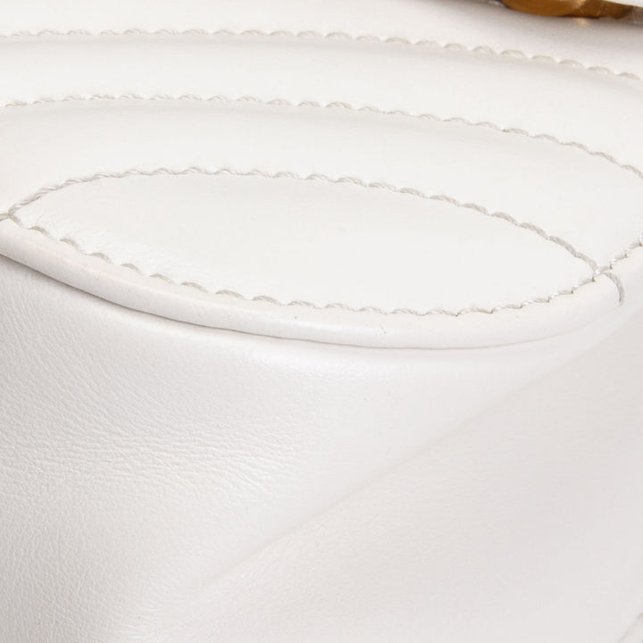 PRADA Curve Flap Diagramme Quilted Leather Bag - White