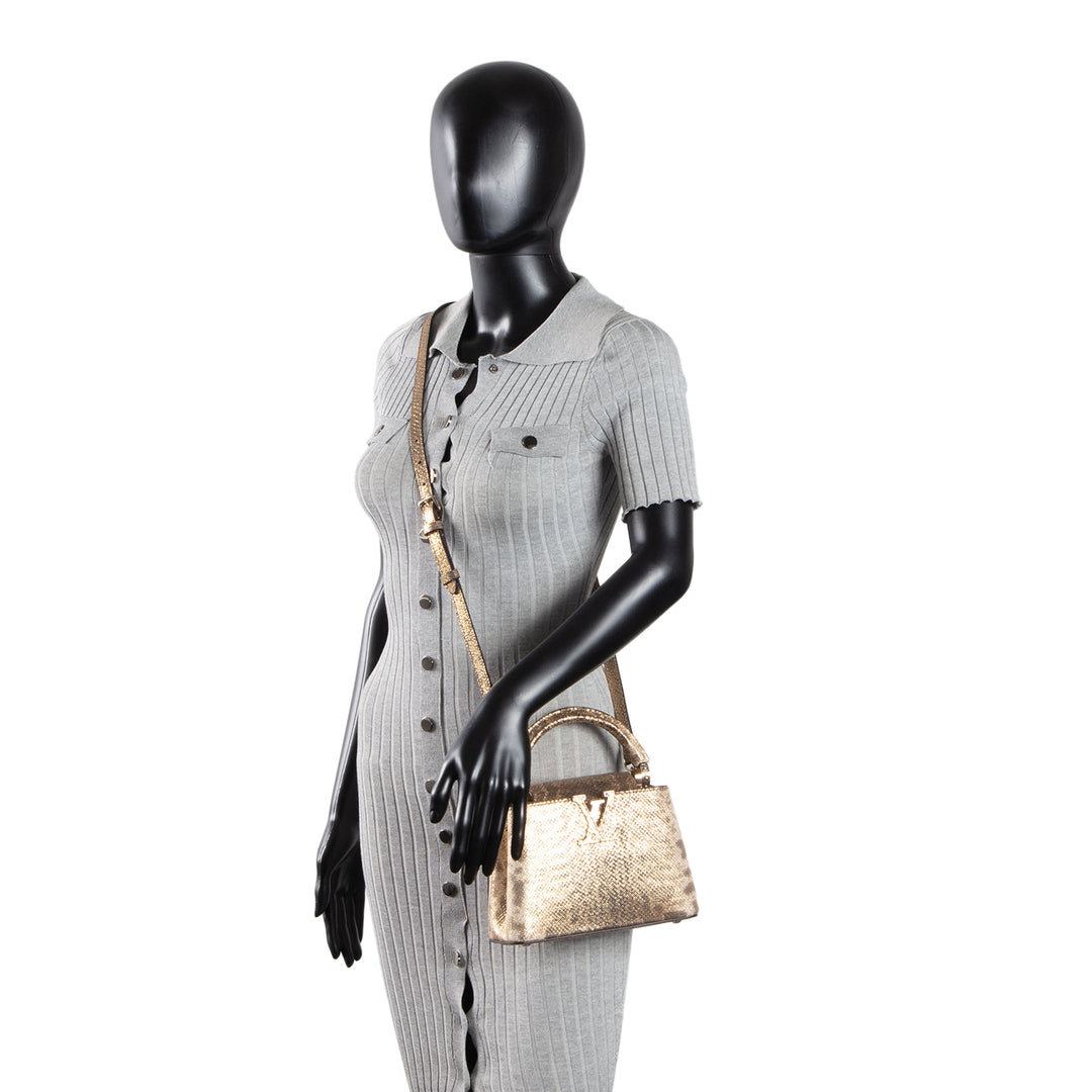 LOUIS VUITTON Lizard Mini Capucines Handle Bag - Brown