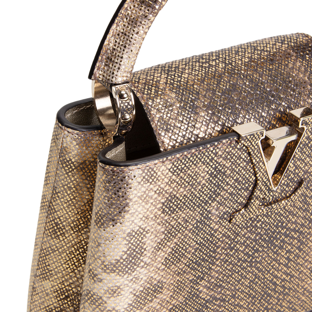 LOUIS VUITTON Lizard Mini Capucines Handle Bag - Brown