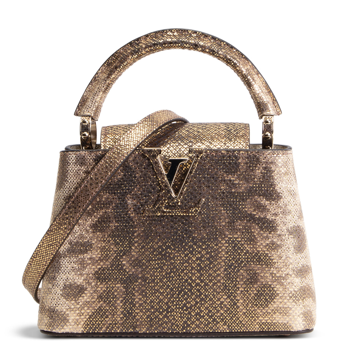 LOUIS VUITTON Lizard Mini Capucines Handle Bag - Brown