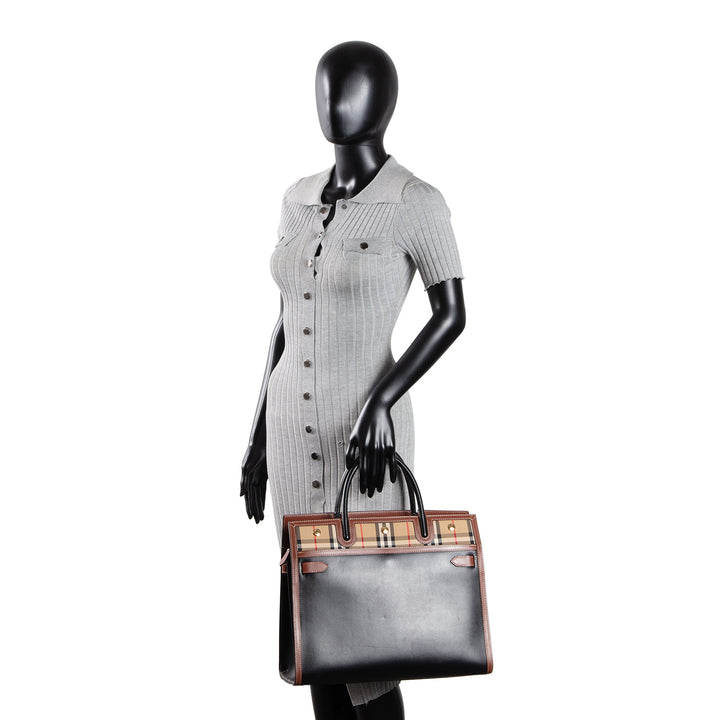 BURBERRY Check Two Handle Title Tote Large - Missing Strap