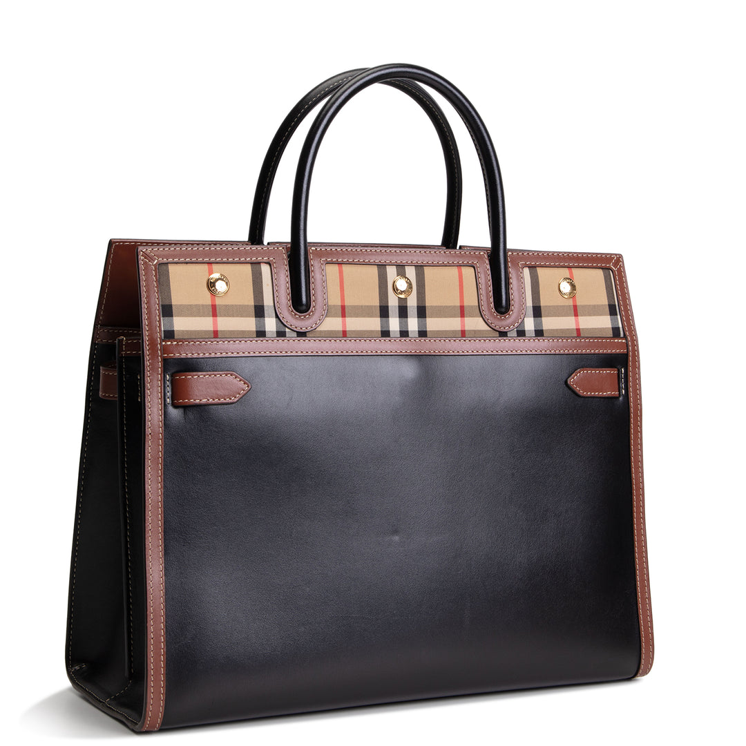 BURBERRY Check Two Handle Title Tote Large - Missing Strap