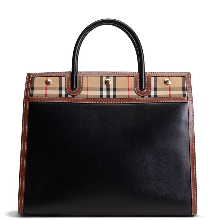 BURBERRY Check Two Handle Title Tote Large - Missing Strap