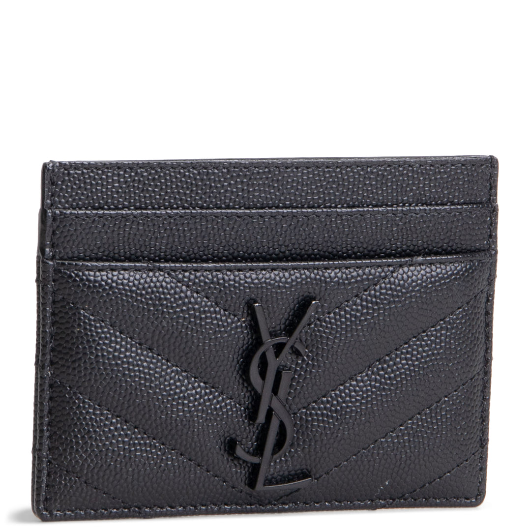 SAINT LAURENT Metalasse Cassandre Card Holder - Black