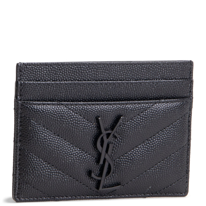 SAINT LAURENT Metalasse Cassandre Card Holder - Black