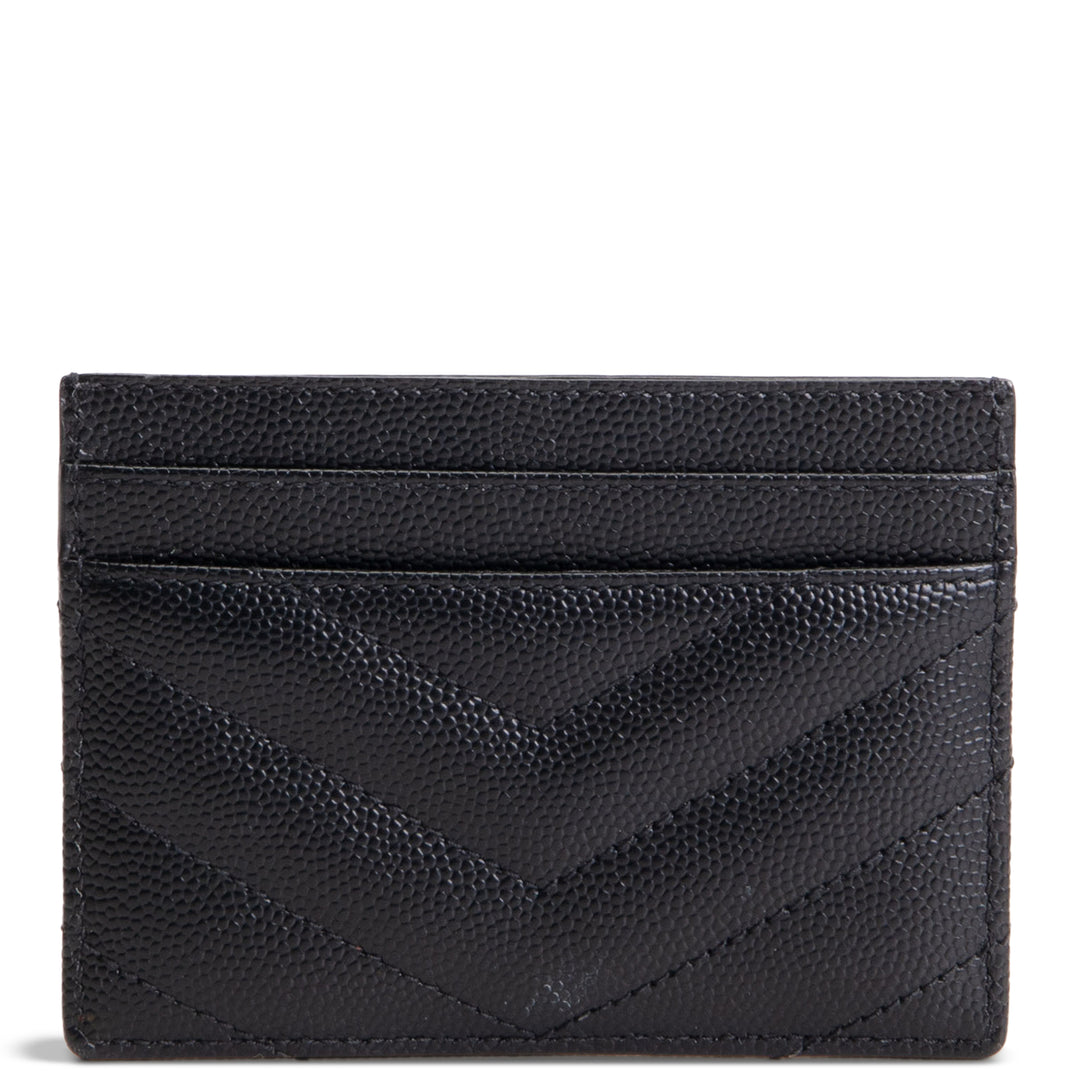 SAINT LAURENT Metalasse Cassandre Card Holder - Black