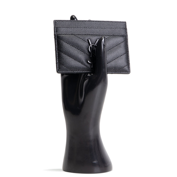 SAINT LAURENT Metalasse Cassandre Card Holder - Black