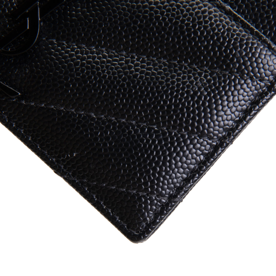 SAINT LAURENT Metalasse Cassandre Card Holder - Black