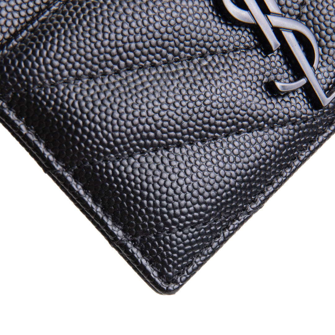 SAINT LAURENT Metalasse Cassandre Card Holder - Black